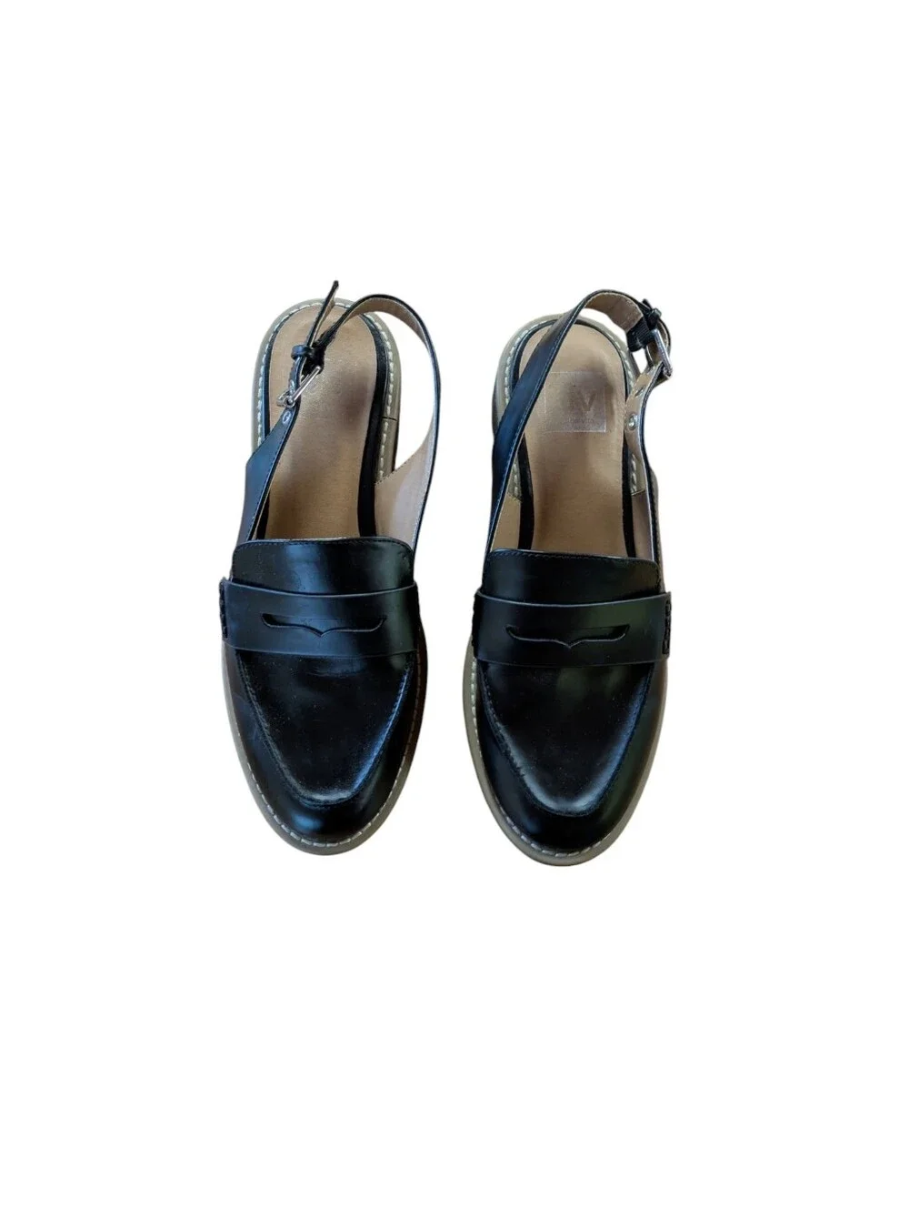 Dolce Vita Black Slingback Lug Sole Loafers Size 8.5